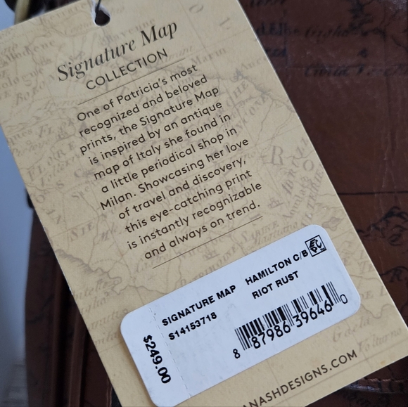 Patricia Nash Signature Map Leather Crossbody Rust NWT - Picture 10 of 10